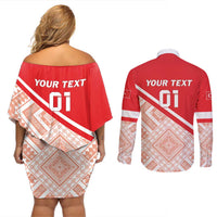 Custom Turkey 2024 Football Couples Matching Off Shoulder Short Dress and Long Sleeve Button Shirt Ay Yldzllar Biz Bitti Demeden Bitmez - Wonder Print Shop