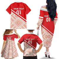 Custom Turkey 2024 Football Family Matching Off The Shoulder Long Sleeve Dress and Hawaiian Shirt Ay Yldzllar Biz Bitti Demeden Bitmez - Wonder Print Shop