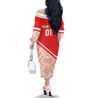 Custom Turkey 2024 Football Family Matching Off The Shoulder Long Sleeve Dress and Hawaiian Shirt Ay Yldzllar Biz Bitti Demeden Bitmez - Wonder Print Shop