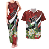 Personalized Trinidad and Tobago Couples Matching Tank Maxi Dress and Hawaiian Shirt Cairi Land of the Humming Bird - Wonder Print Shop