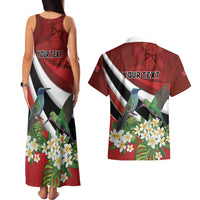 Personalized Trinidad and Tobago Couples Matching Tank Maxi Dress and Hawaiian Shirt Cairi Land of the Humming Bird - Wonder Print Shop