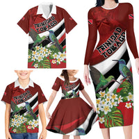 Personalized Trinidad and Tobago Family Matching Long Sleeve Bodycon Dress and Hawaiian Shirt Cairi Land of the Humming Bird - Wonder Print Shop