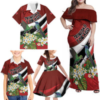 Personalized Trinidad and Tobago Family Matching Off Shoulder Maxi Dress and Hawaiian Shirt Cairi Land of the Humming Bird - Wonder Print Shop