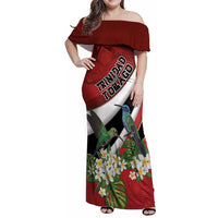 Personalized Trinidad and Tobago Family Matching Off Shoulder Maxi Dress and Hawaiian Shirt Cairi Land of the Humming Bird - Wonder Print Shop