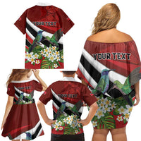 Personalized Trinidad and Tobago Family Matching Off Shoulder Short Dress and Hawaiian Shirt Cairi Land of the Humming Bird - Wonder Print Shop