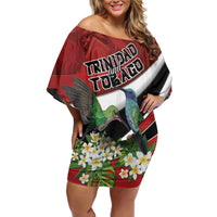 Personalized Trinidad and Tobago Family Matching Off Shoulder Short Dress and Hawaiian Shirt Cairi Land of the Humming Bird - Wonder Print Shop