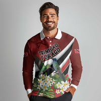 Personalized Trinidad and Tobago Long Sleeve Polo Shirt Cairi Land of the Humming Bird - Wonder Print Shop