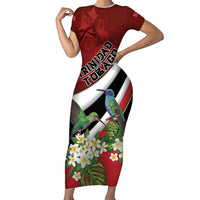 Personalized Trinidad and Tobago Short Sleeve Bodycon Dress Cairi Land of the Humming Bird - Wonder Print Shop