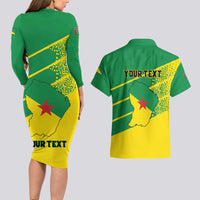 Personalized French Guiana Couples Matching Long Sleeve Bodycon Dress and Hawaiian Shirt Lagwiyann In My Heart - Wonder Print Shop