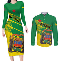 Personalized French Guiana Couples Matching Long Sleeve Bodycon Dress and Long Sleeve Button Shirt Lagwiyann In My Heart - Wonder Print Shop