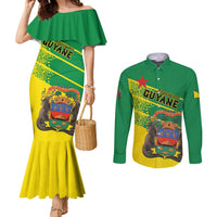 Personalized French Guiana Couples Matching Mermaid Dress and Long Sleeve Button Shirt Lagwiyann In My Heart - Wonder Print Shop