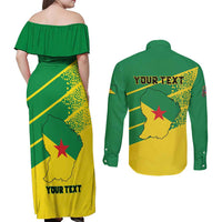 Personalized French Guiana Couples Matching Off Shoulder Maxi Dress and Long Sleeve Button Shirt Lagwiyann In My Heart - Wonder Print Shop