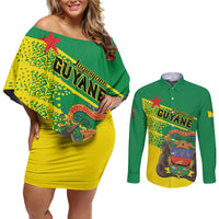 Personalized French Guiana Couples Matching Off Shoulder Short Dress and Long Sleeve Button Shirt Lagwiyann In My Heart - Wonder Print Shop