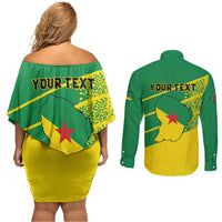 Personalized French Guiana Couples Matching Off Shoulder Short Dress and Long Sleeve Button Shirt Lagwiyann In My Heart - Wonder Print Shop