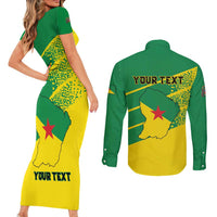 Personalized French Guiana Couples Matching Short Sleeve Bodycon Dress and Long Sleeve Button Shirt Lagwiyann In My Heart - Wonder Print Shop