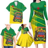 Personalized French Guiana Family Matching Long Sleeve Bodycon Dress and Hawaiian Shirt Lagwiyann In My Heart - Wonder Print Shop