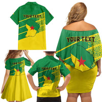 Personalized French Guiana Family Matching Off Shoulder Short Dress and Hawaiian Shirt Lagwiyann In My Heart - Wonder Print Shop