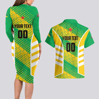 Custom French Guiana Football Couples Matching Long Sleeve Bodycon Dress and Hawaiian Shirt Go Les Yana Dokos - Wonder Print Shop