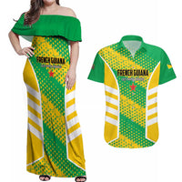 Custom French Guiana Football Couples Matching Off Shoulder Maxi Dress and Hawaiian Shirt Go Les Yana Dokos - Wonder Print Shop