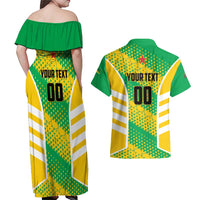 Custom French Guiana Football Couples Matching Off Shoulder Maxi Dress and Hawaiian Shirt Go Les Yana Dokos - Wonder Print Shop