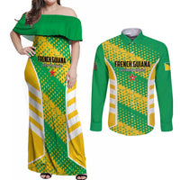 Custom French Guiana Football Couples Matching Off Shoulder Maxi Dress and Long Sleeve Button Shirt Go Les Yana Dokos - Wonder Print Shop