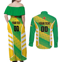 Custom French Guiana Football Couples Matching Off Shoulder Maxi Dress and Long Sleeve Button Shirt Go Les Yana Dokos - Wonder Print Shop