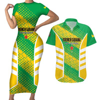 Custom French Guiana Football Couples Matching Short Sleeve Bodycon Dress and Hawaiian Shirt Go Les Yana Dokos - Wonder Print Shop