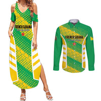 Custom French Guiana Football Couples Matching Summer Maxi Dress and Long Sleeve Button Shirt Go Les Yana Dokos - Wonder Print Shop