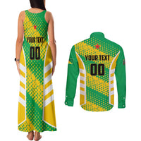 Custom French Guiana Football Couples Matching Tank Maxi Dress and Long Sleeve Button Shirt Go Les Yana Dokos - Wonder Print Shop
