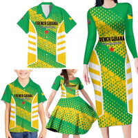 Custom French Guiana Football Family Matching Long Sleeve Bodycon Dress and Hawaiian Shirt Go Les Yana Dokos - Wonder Print Shop