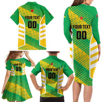 Custom French Guiana Football Family Matching Long Sleeve Bodycon Dress and Hawaiian Shirt Go Les Yana Dokos - Wonder Print Shop