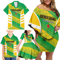 Custom French Guiana Football Family Matching Off Shoulder Short Dress and Hawaiian Shirt Go Les Yana Dokos - Wonder Print Shop