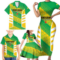 Custom French Guiana Football Family Matching Short Sleeve Bodycon Dress and Hawaiian Shirt Go Les Yana Dokos - Wonder Print Shop