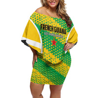 Custom French Guiana Football Off Shoulder Short Dress Go Les Yana Dokos - Wonder Print Shop