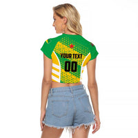 Custom French Guiana Football Raglan Cropped T Shirt Go Les Yana Dokos - Wonder Print Shop
