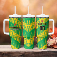 Custom French Guiana Football Tumbler With Handle Go Les Yana Dokos - Wonder Print Shop