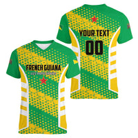 Custom French Guiana Football Women V-Neck T-Shirt Go Les Yana Dokos - Wonder Print Shop