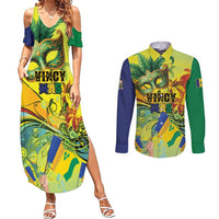 Personalized Vincy Mas Couples Matching Summer Maxi Dress and Long Sleeve Button Shirt The Caribbean Hottest Carnival - Wonder Print Shop