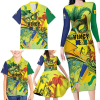 Personalized Vincy Mas Family Matching Long Sleeve Bodycon Dress and Hawaiian Shirt The Caribbean Hottest Carnival - Wonder Print Shop