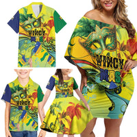 Personalized Vincy Mas Family Matching Off Shoulder Short Dress and Hawaiian Shirt The Caribbean Hottest Carnival - Wonder Print Shop