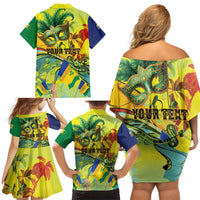 Personalized Vincy Mas Family Matching Off Shoulder Short Dress and Hawaiian Shirt The Caribbean Hottest Carnival - Wonder Print Shop