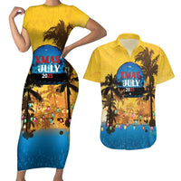 Personalized Xmas in July 2025 Couples Matching Short Sleeve Bodycon Dress and Hawaiian Shirt Caribbean Summer Christmas - Wonder Print Shop