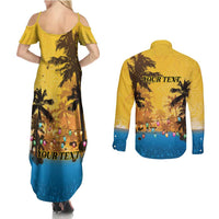 Personalized Xmas in July 2025 Couples Matching Summer Maxi Dress and Long Sleeve Button Shirt Caribbean Summer Christmas - Wonder Print Shop