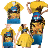 Personalized Xmas in July 2025 Family Matching Short Sleeve Bodycon Dress and Hawaiian Shirt Caribbean Summer Christmas - Wonder Print Shop