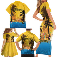 Personalized Xmas in July 2025 Family Matching Short Sleeve Bodycon Dress and Hawaiian Shirt Caribbean Summer Christmas - Wonder Print Shop