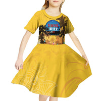 Personalized Xmas in July 2025 Kid Short Sleeve Dress Caribbean Summer Christmas - Wonder Print Shop