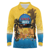 Personalized Xmas in July 2025 Long Sleeve Polo Shirt Caribbean Summer Christmas - Wonder Print Shop
