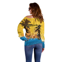 Personalized Xmas in July 2025 Off Shoulder Sweater Caribbean Summer Christmas - Wonder Print Shop