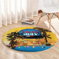 Xmas in July 2025 Round Carpet Caribbean Summer Christmas - Wonder Print Shop