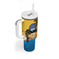 Personalized Xmas in July 2025 Tumbler With Handle Caribbean Summer Christmas - Wonder Print Shop